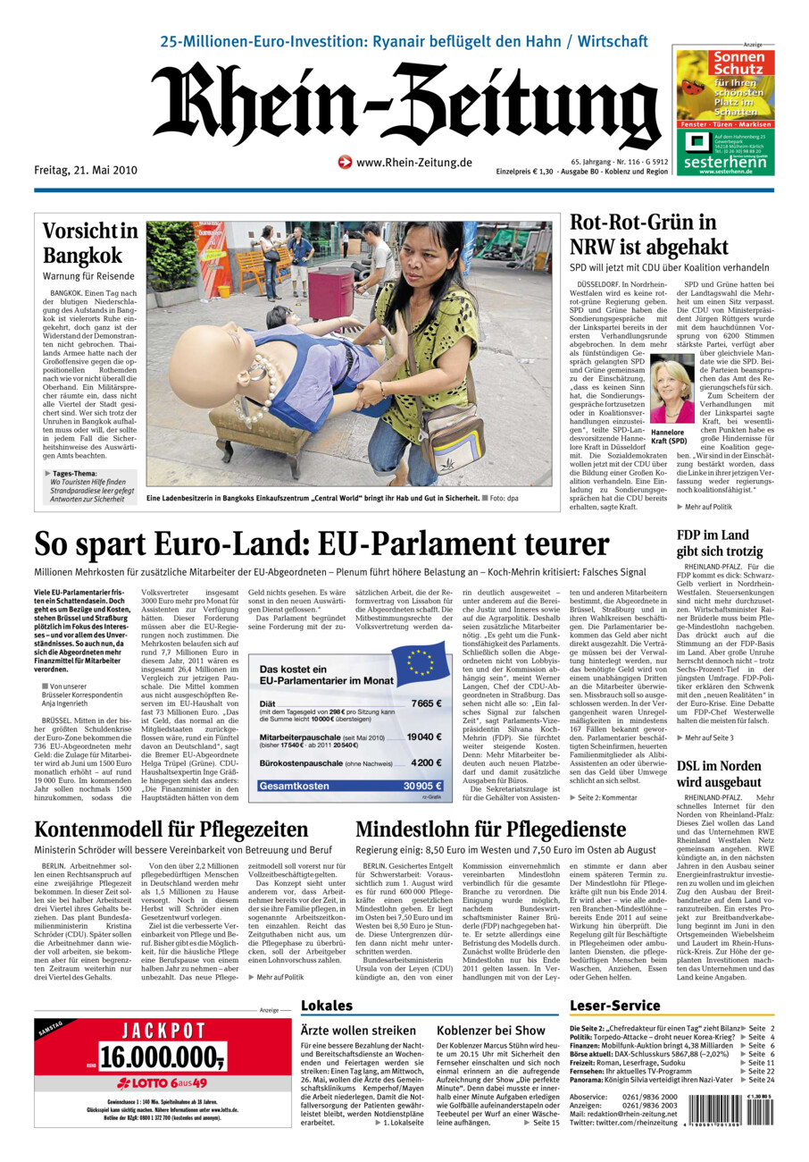 Rhein-Zeitung Koblenz & Region vom Freitag, 21.05.2010