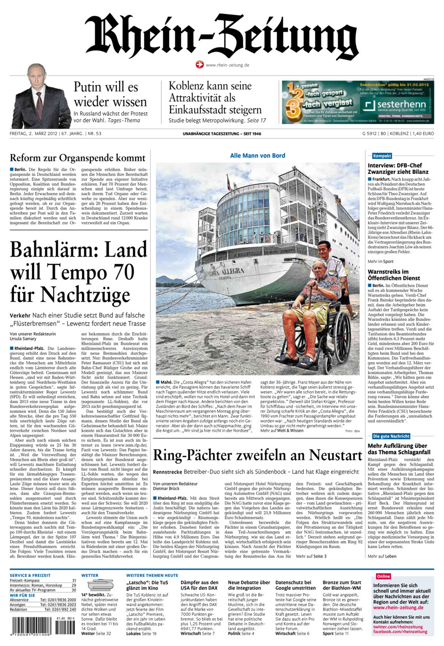 Rhein-Zeitung Koblenz & Region vom Freitag, 02.03.2012