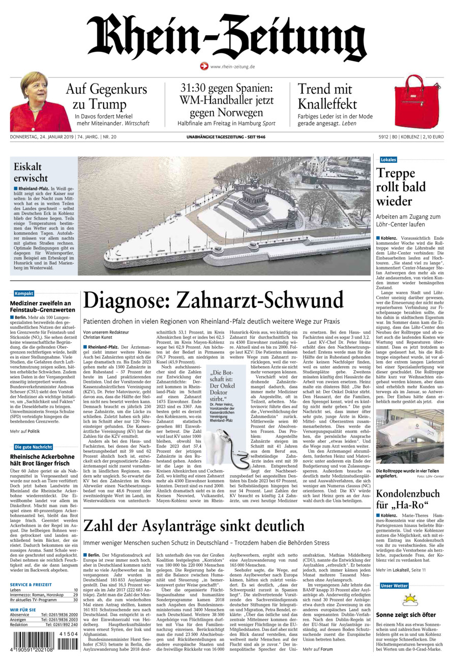 Rhein-Zeitung Koblenz & Region vom Donnerstag, 24.01.2019