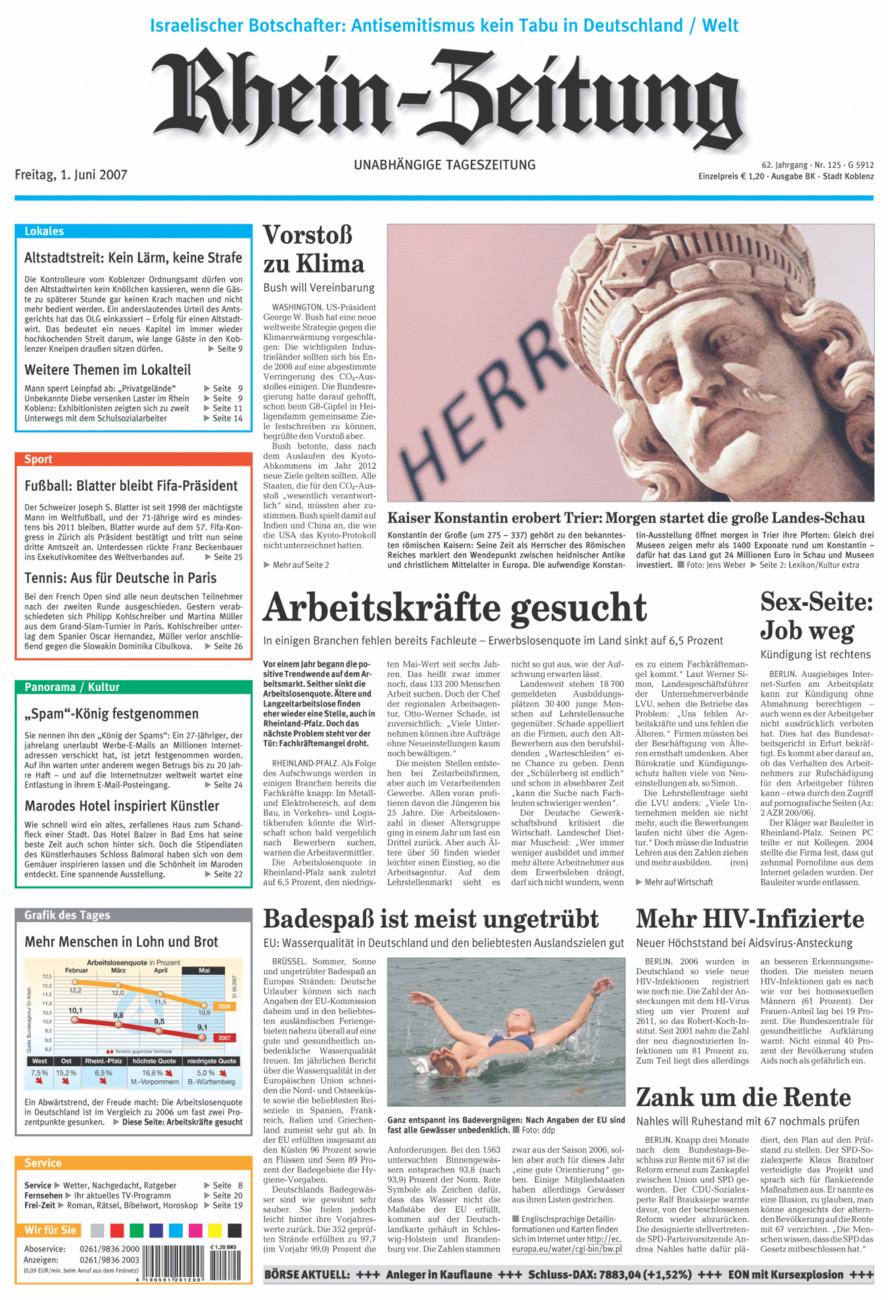 Rhein-Zeitung Koblenz & Region vom Freitag, 01.06.2007