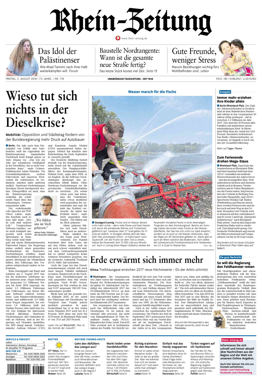 Rhein-Zeitung Koblenz & Region vom Freitag, 03.08.2018