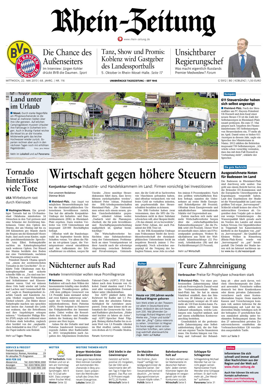 Rhein-Zeitung Koblenz & Region vom Mittwoch, 22.05.2013