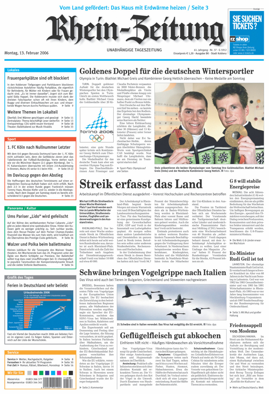 Rhein-Zeitung Koblenz & Region vom Montag, 13.02.2006