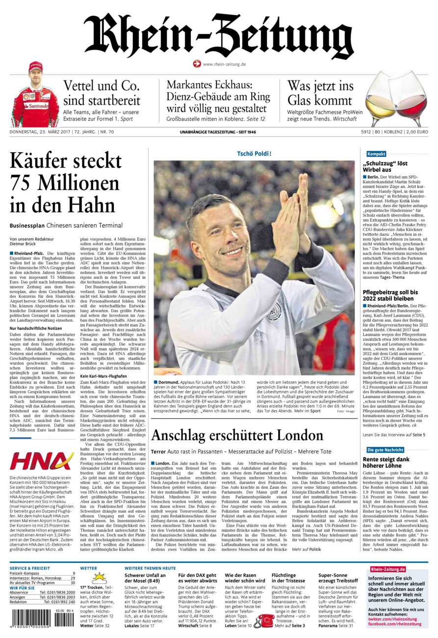 Rhein-Zeitung Koblenz & Region vom Donnerstag, 23.03.2017