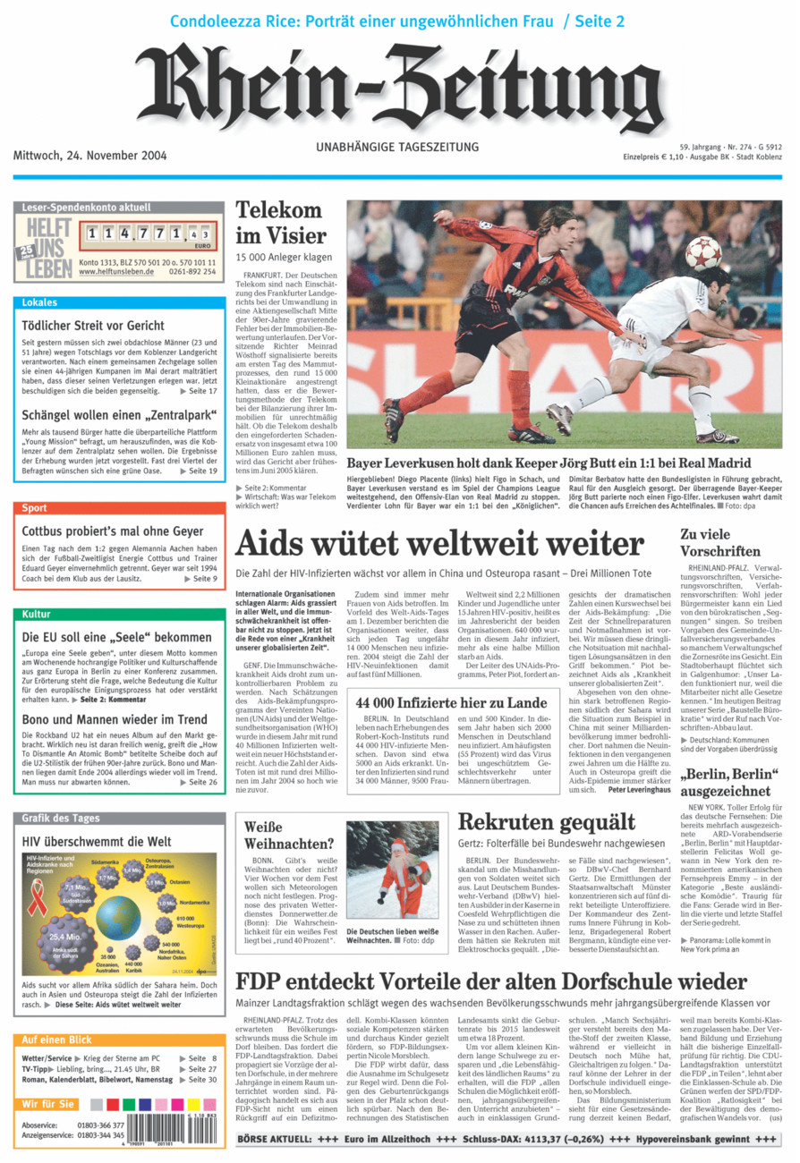 Rhein-Zeitung Koblenz & Region vom Mittwoch, 24.11.2004