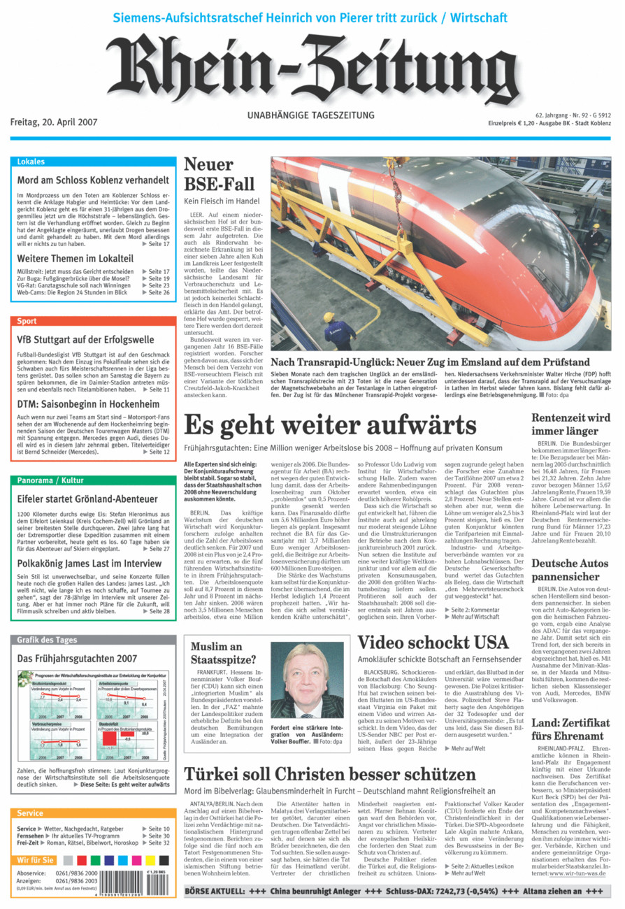 Rhein-Zeitung Koblenz & Region vom Freitag, 20.04.2007