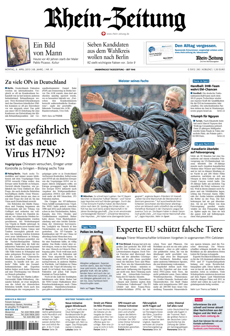 Rhein-Zeitung Koblenz & Region vom Montag, 08.04.2013