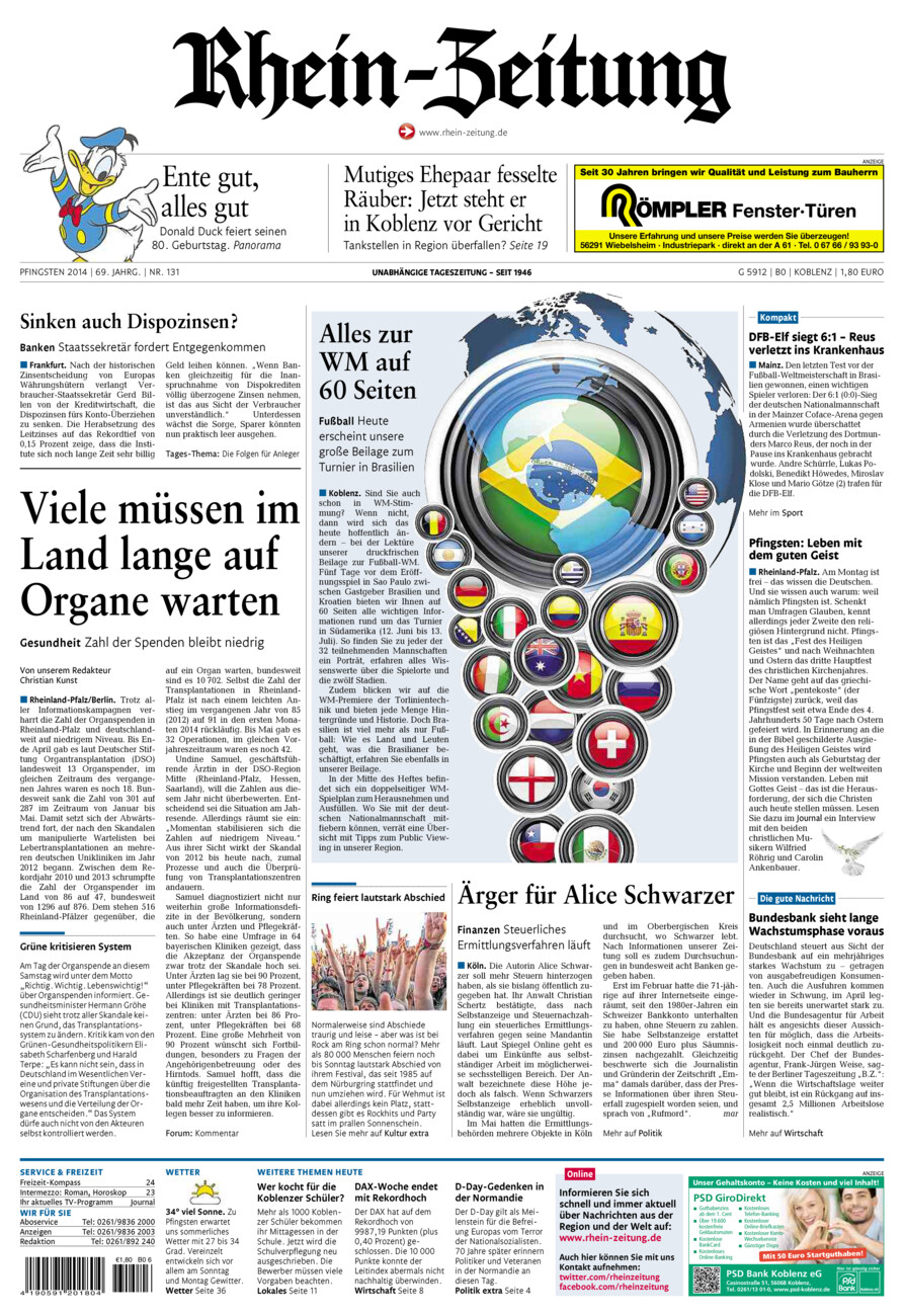 Rhein-Zeitung Koblenz & Region vom Samstag, 07.06.2014