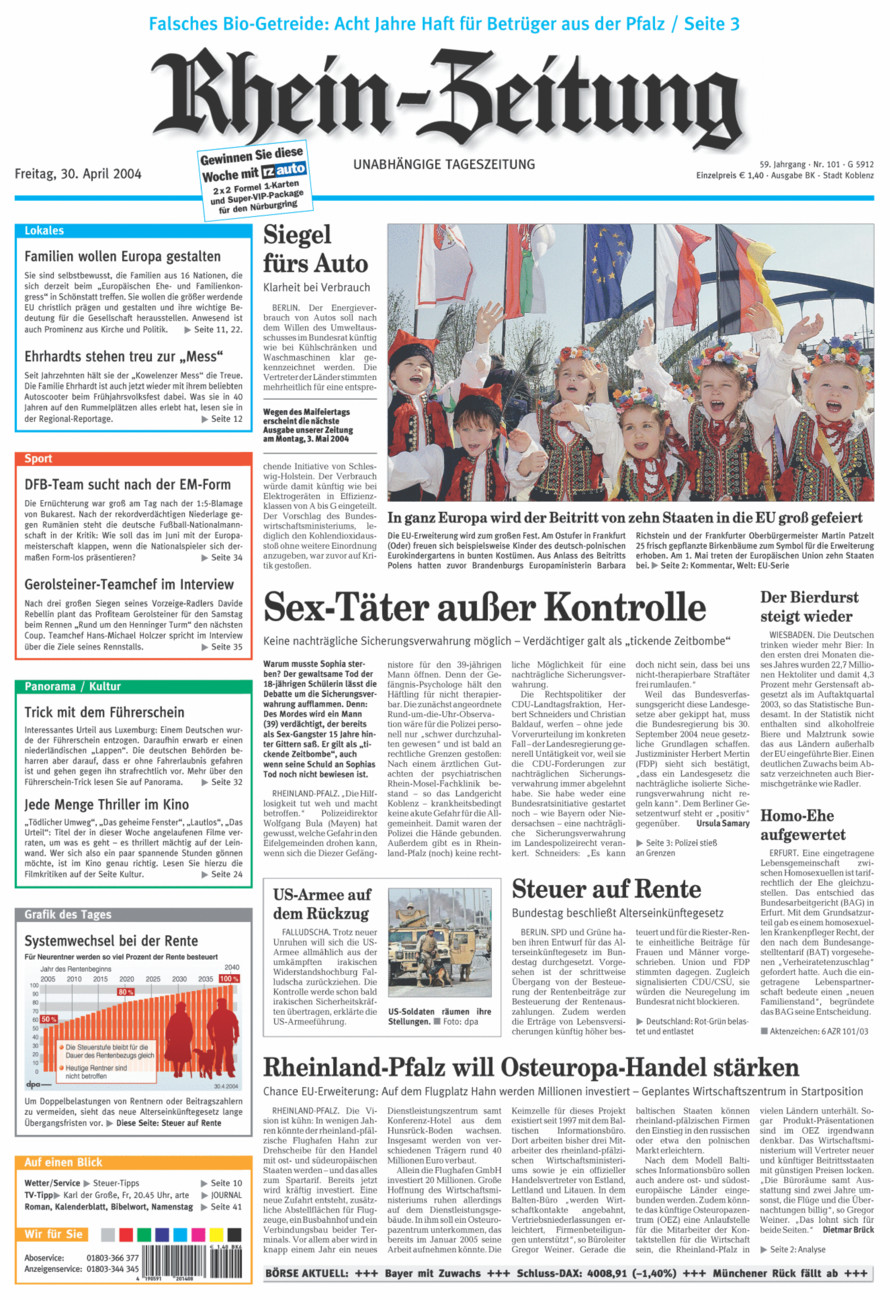 Rhein-Zeitung Koblenz & Region vom Freitag, 30.04.2004