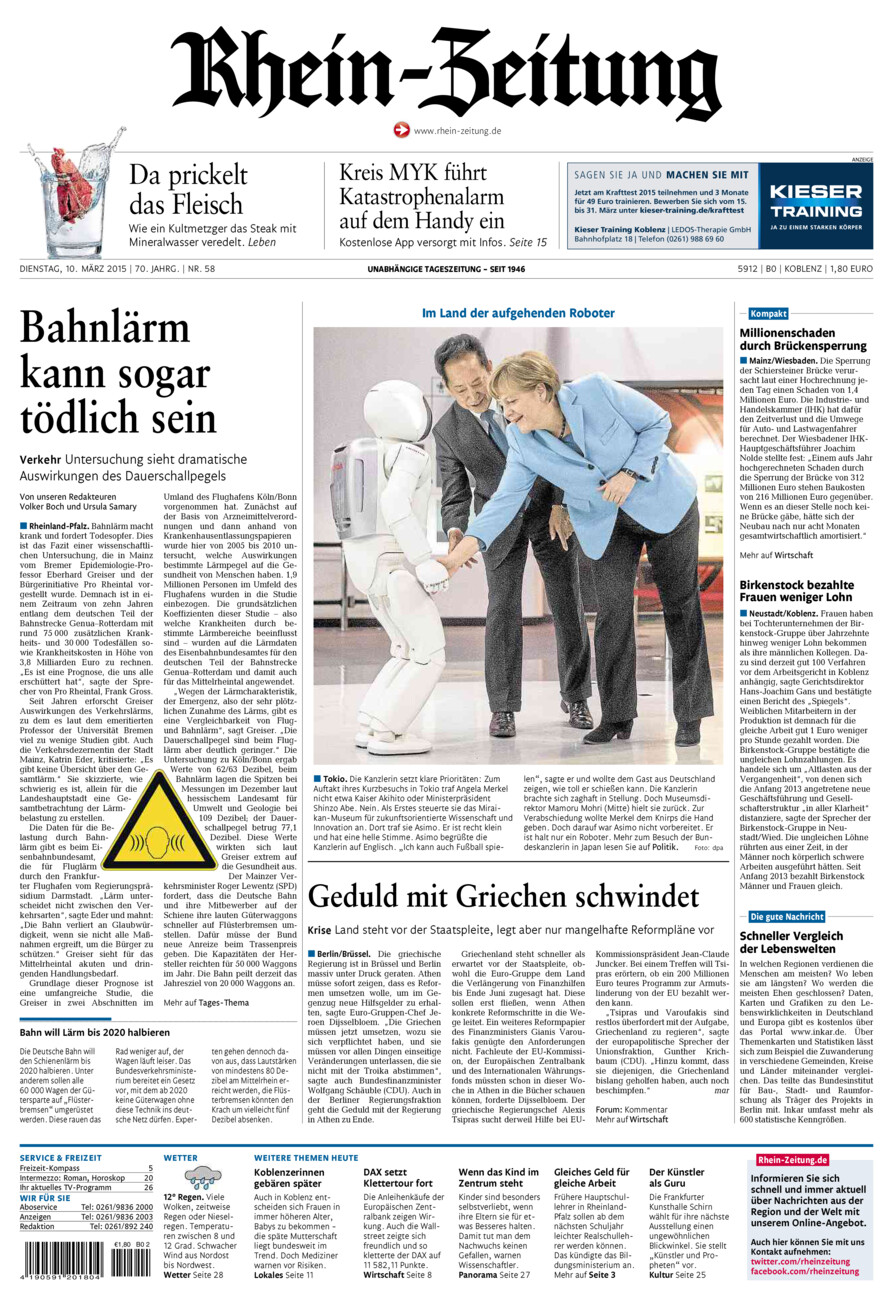 Rhein-Zeitung Koblenz & Region vom Dienstag, 10.03.2015