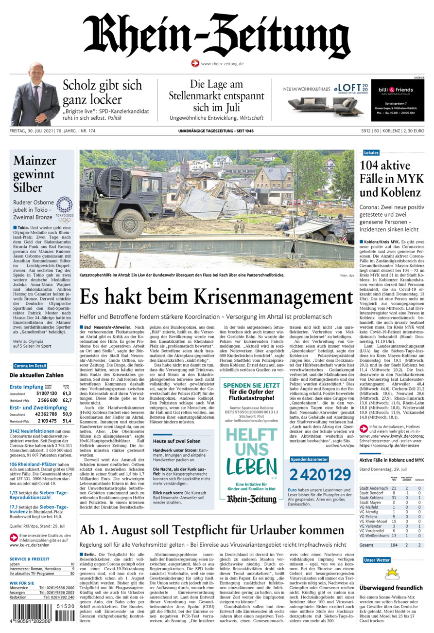 Rhein-Zeitung Koblenz & Region vom Freitag, 30.07.2021