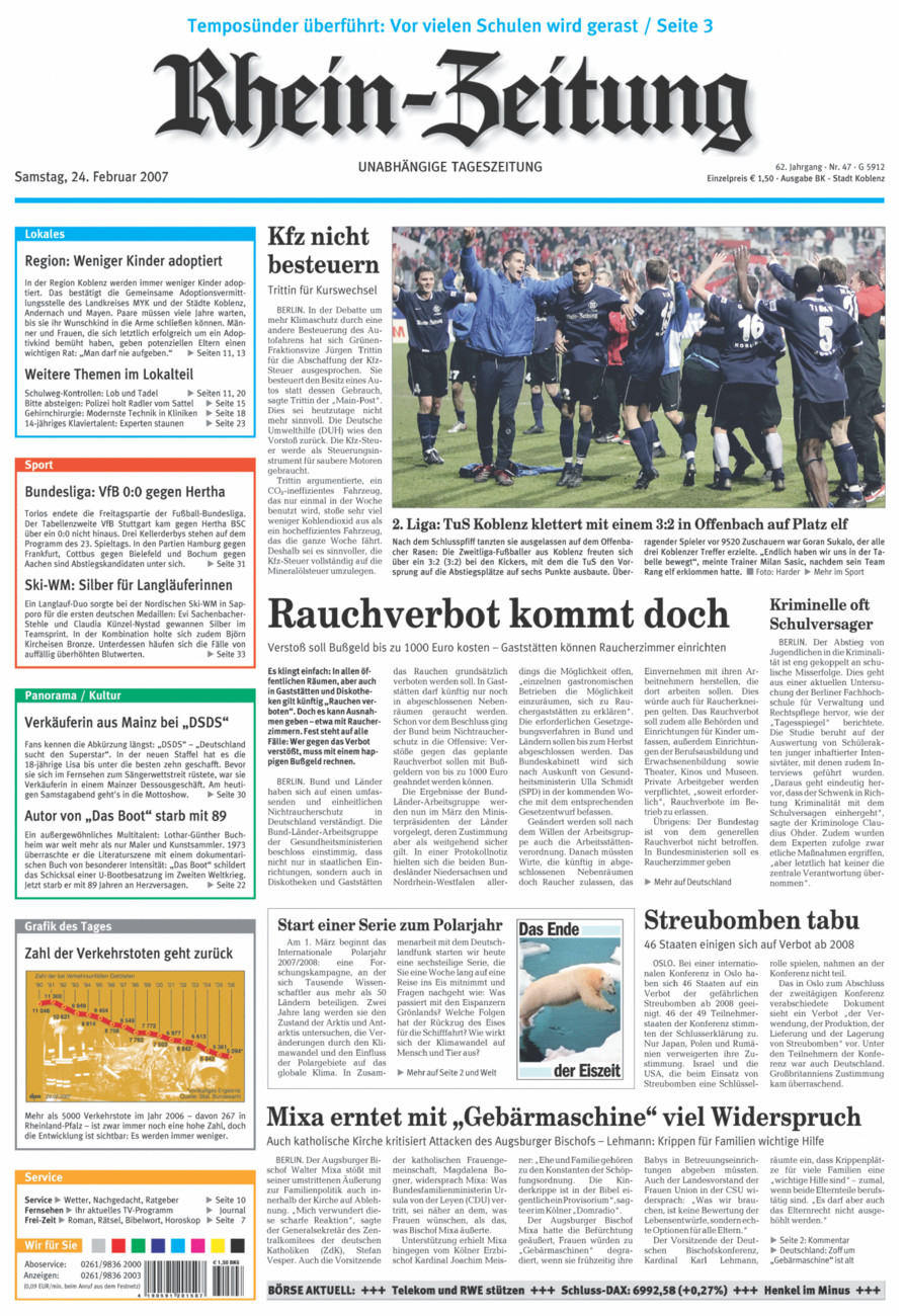 Rhein-Zeitung Koblenz & Region vom Samstag, 24.02.2007