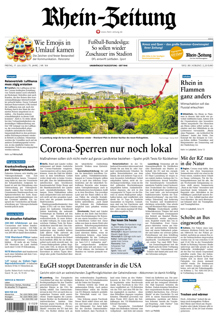 Rhein-Zeitung Koblenz & Region vom Freitag, 17.07.2020