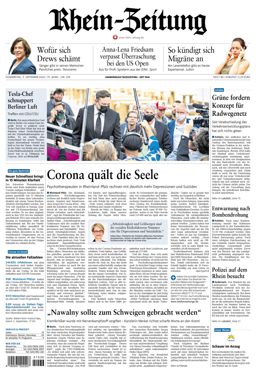Rhein-Zeitung Koblenz & Region vom Donnerstag, 03.09.2020