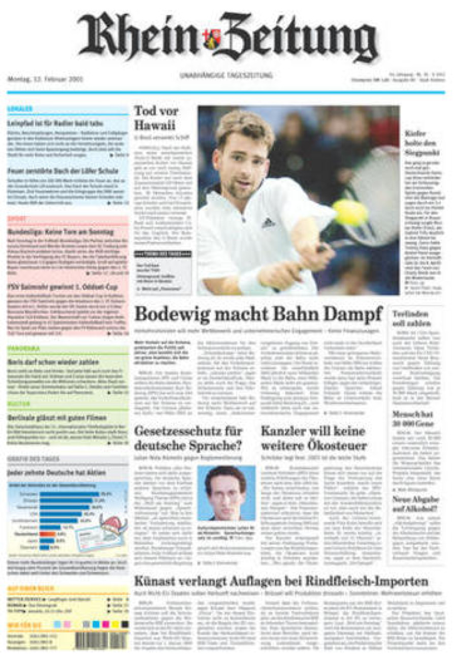 Rhein-Zeitung Koblenz & Region vom Montag, 12.02.2001