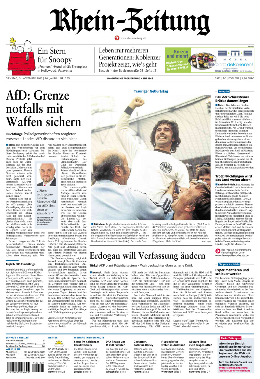 Rhein-Zeitung Koblenz & Region vom Dienstag, 03.11.2015