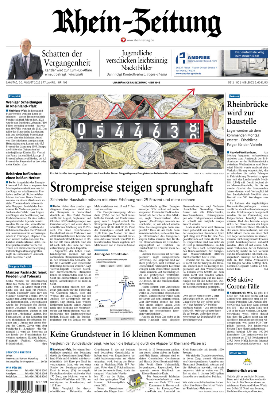 Rhein-Zeitung Koblenz & Region vom Samstag, 20.08.2022