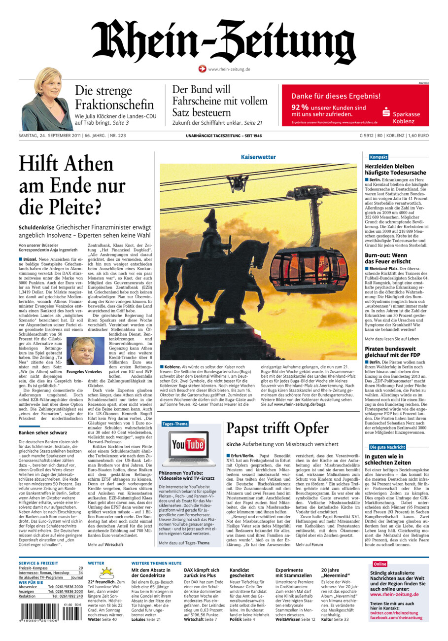 Rhein-Zeitung Koblenz & Region vom Samstag, 24.09.2011