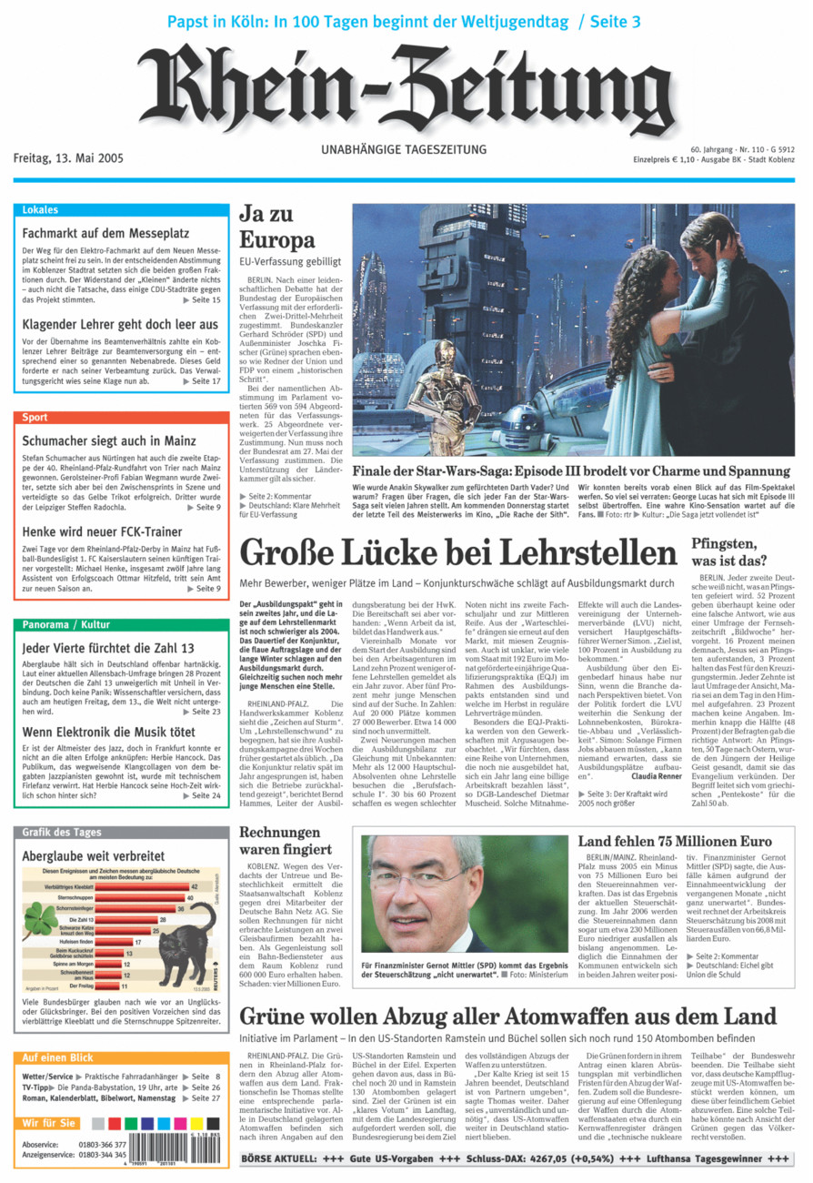 Rhein-Zeitung Koblenz & Region vom Freitag, 13.05.2005