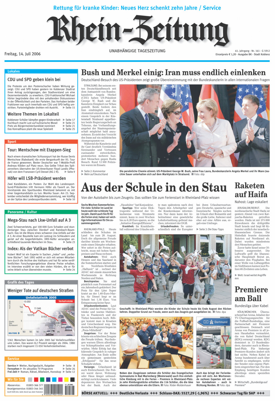 Rhein-Zeitung Koblenz & Region vom Freitag, 14.07.2006