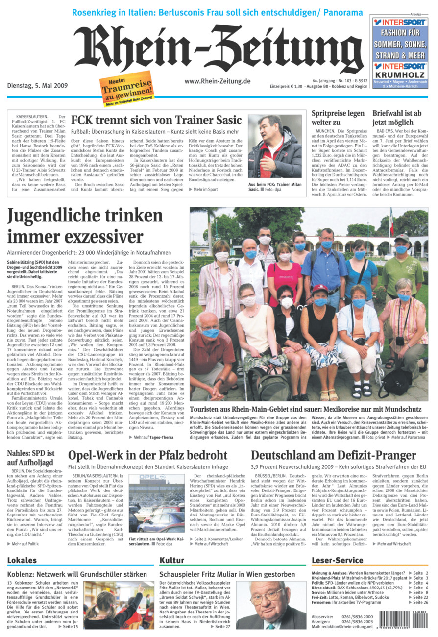 Rhein-Zeitung Koblenz & Region vom Dienstag, 05.05.2009