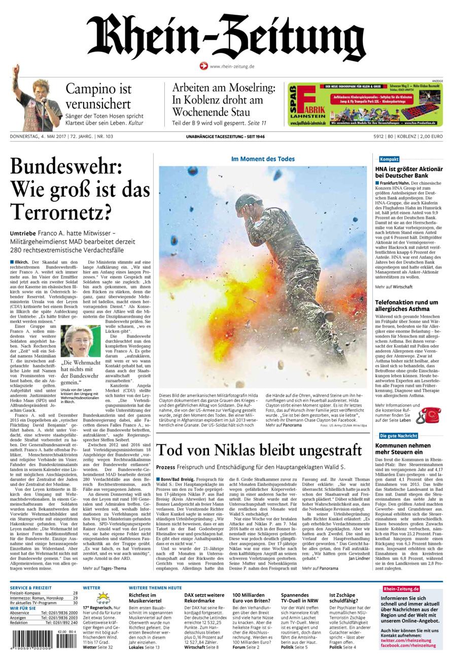 Rhein-Zeitung Koblenz & Region vom Donnerstag, 04.05.2017