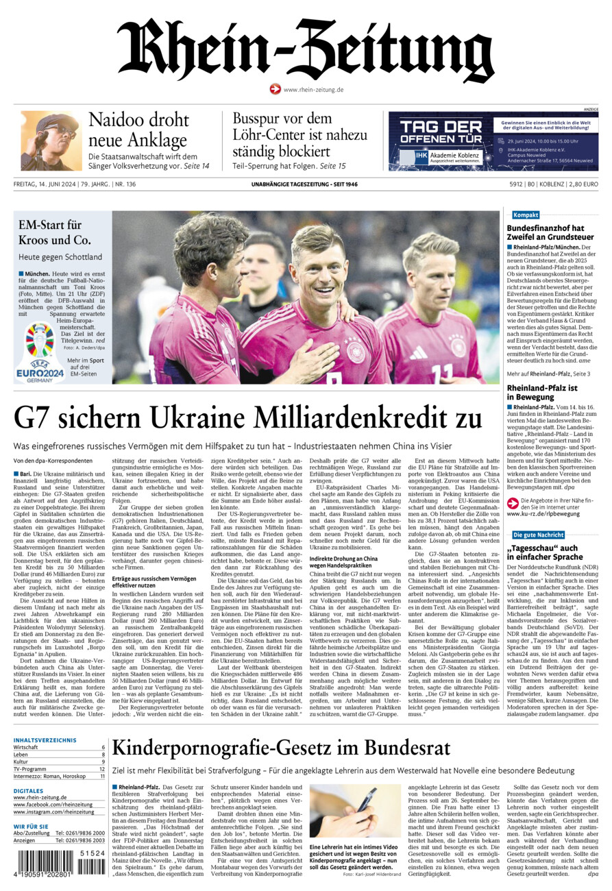 Rhein-Zeitung Koblenz & Region vom Freitag, 14.06.2024