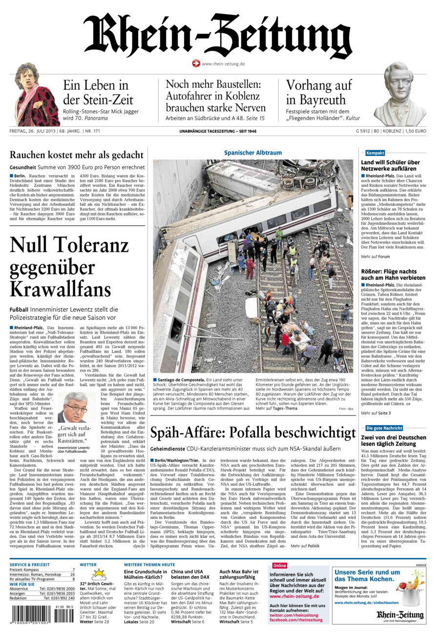 Rhein-Zeitung Koblenz & Region vom Freitag, 26.07.2013