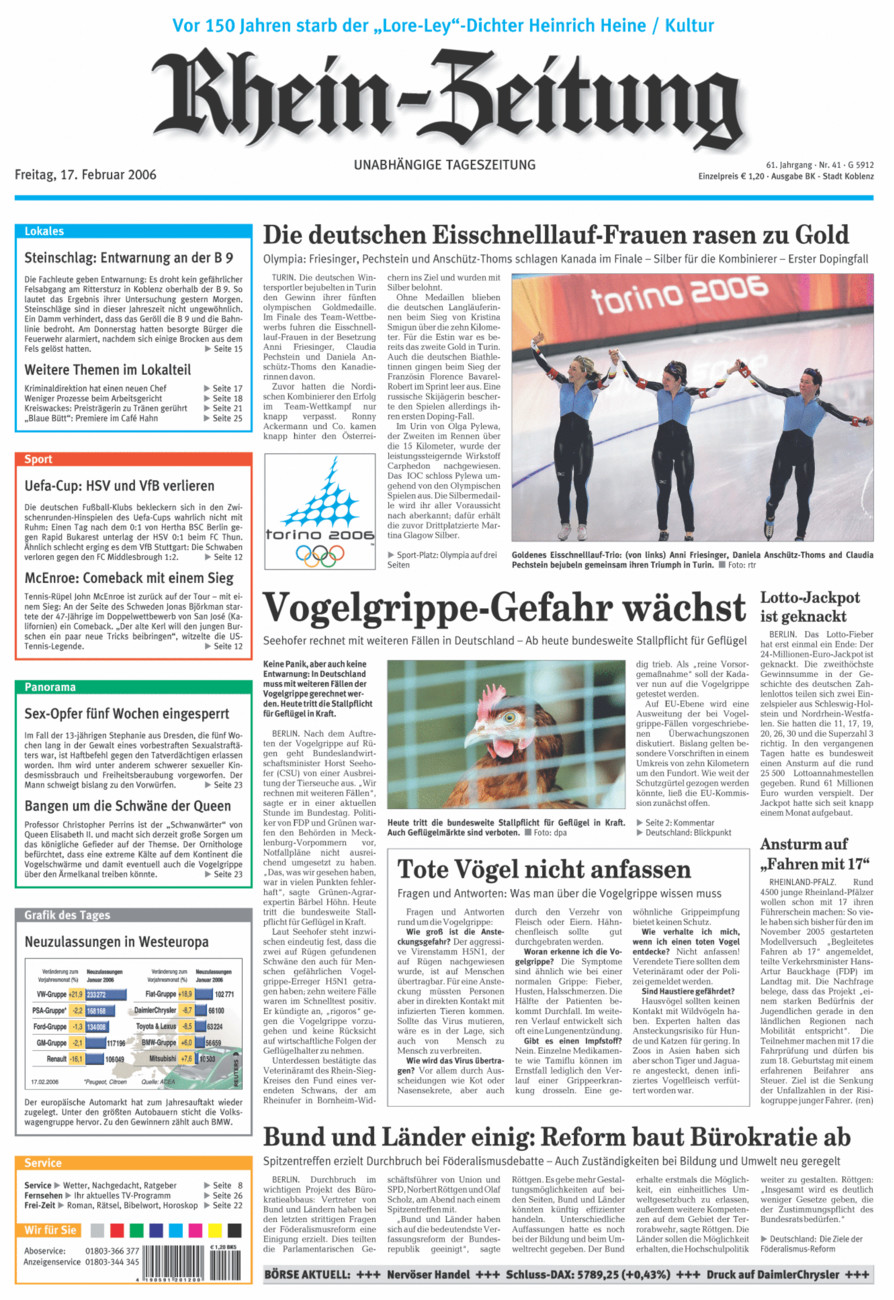 Rhein-Zeitung Koblenz & Region vom Freitag, 17.02.2006