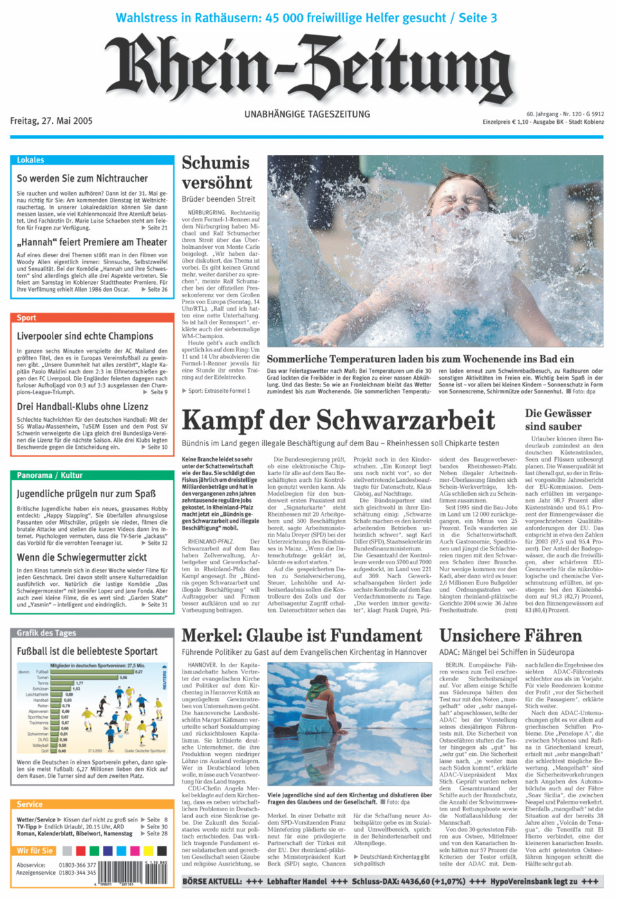 Rhein-Zeitung Koblenz & Region vom Freitag, 27.05.2005