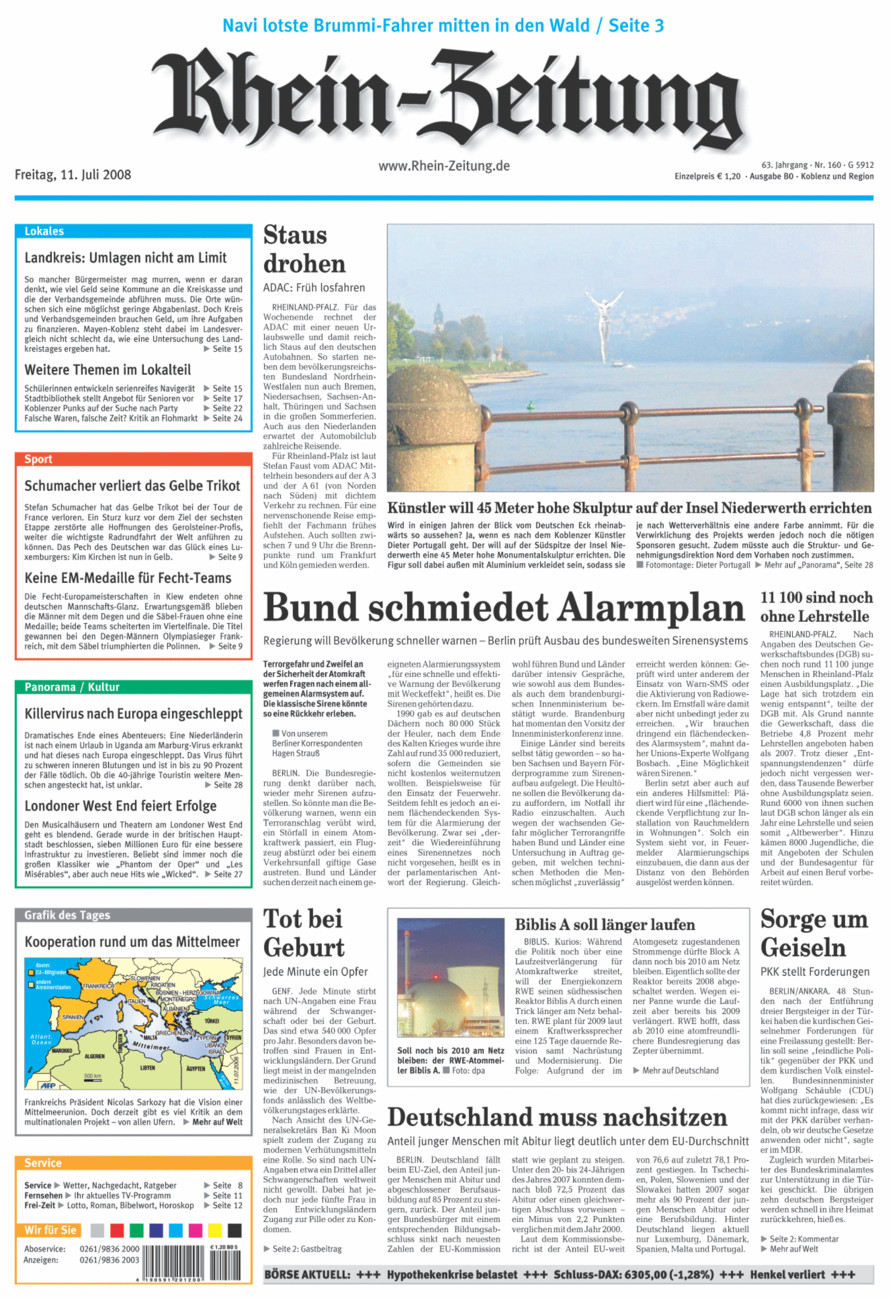 Rhein-Zeitung Koblenz & Region vom Freitag, 11.07.2008
