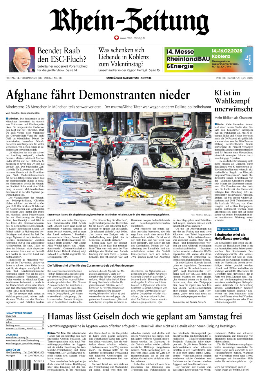 Rhein-Zeitung Koblenz & Region vom Freitag, 14.02.2025