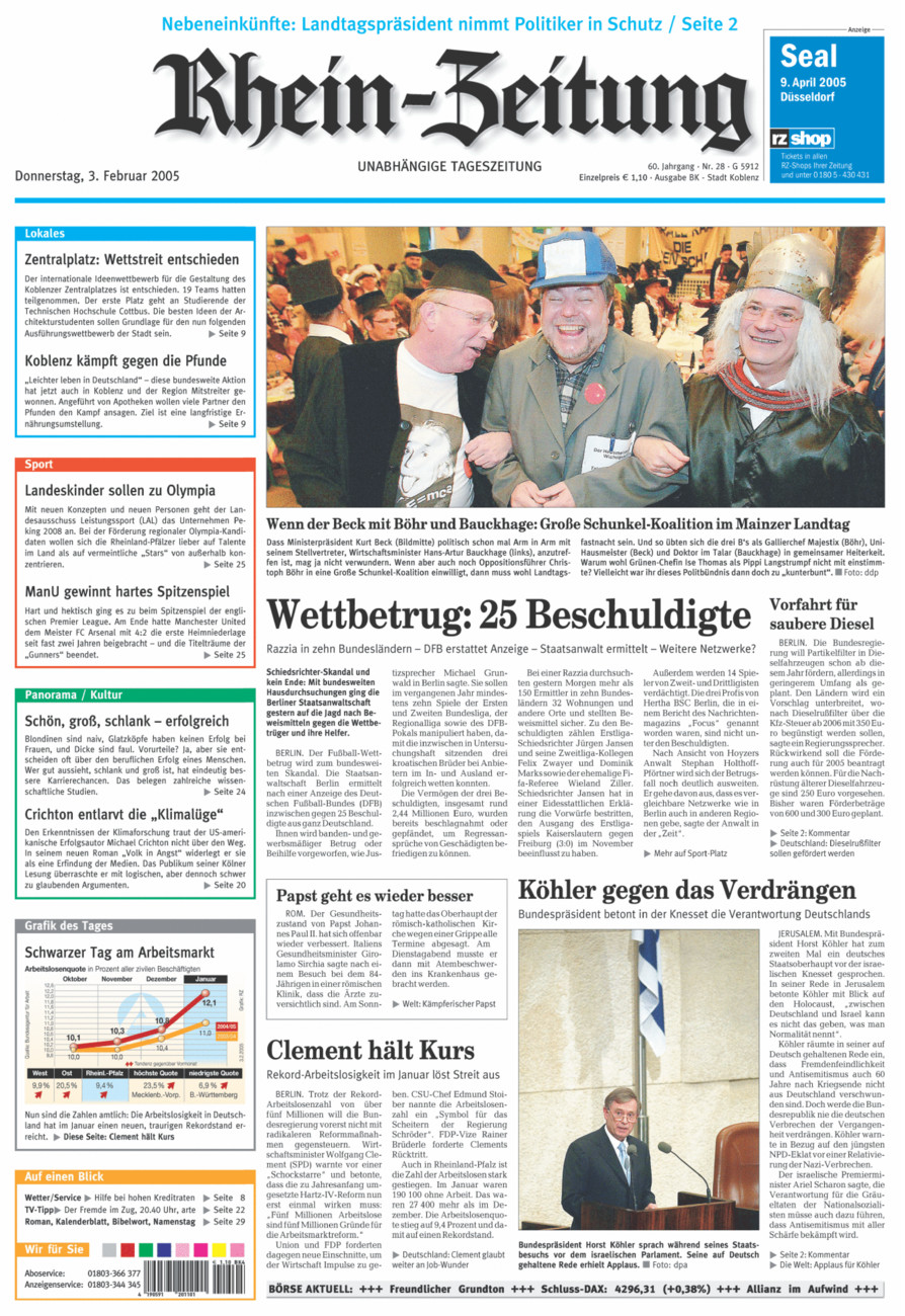 Rhein-Zeitung Koblenz & Region vom Donnerstag, 03.02.2005