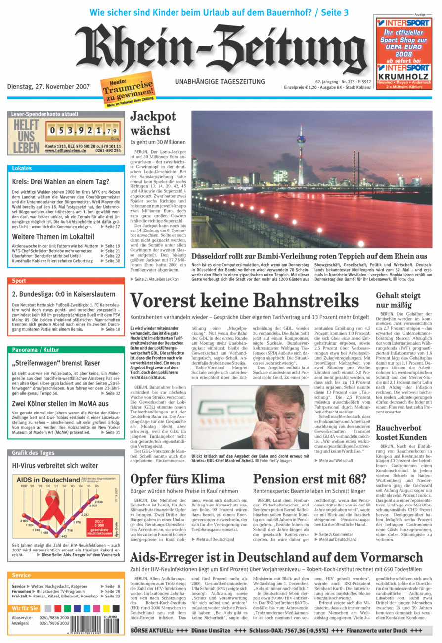 Rhein-Zeitung Koblenz & Region vom Dienstag, 27.11.2007