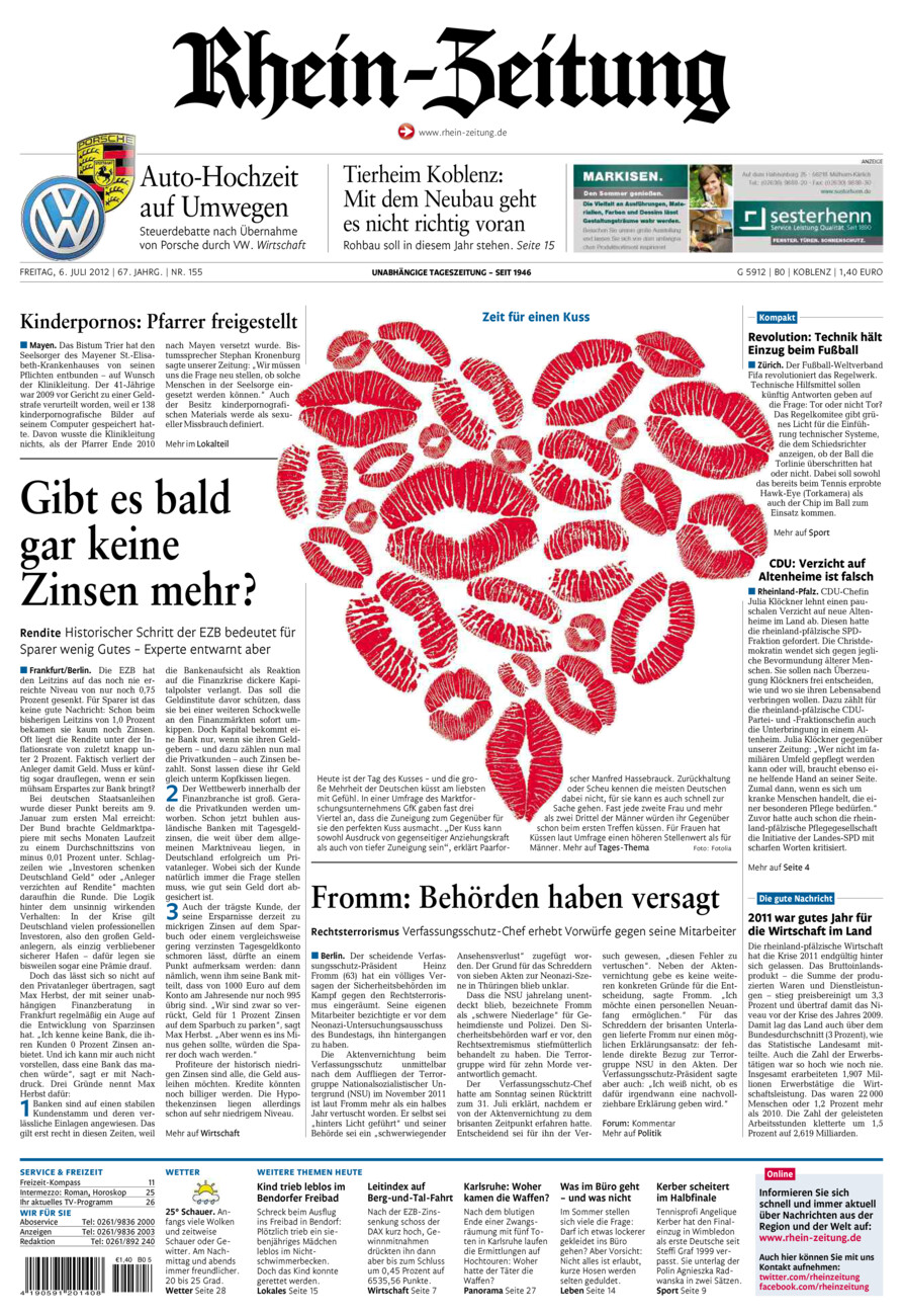 Rhein-Zeitung Koblenz & Region vom Freitag, 06.07.2012