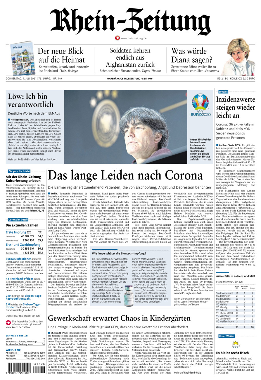 Rhein-Zeitung Koblenz & Region vom Donnerstag, 01.07.2021