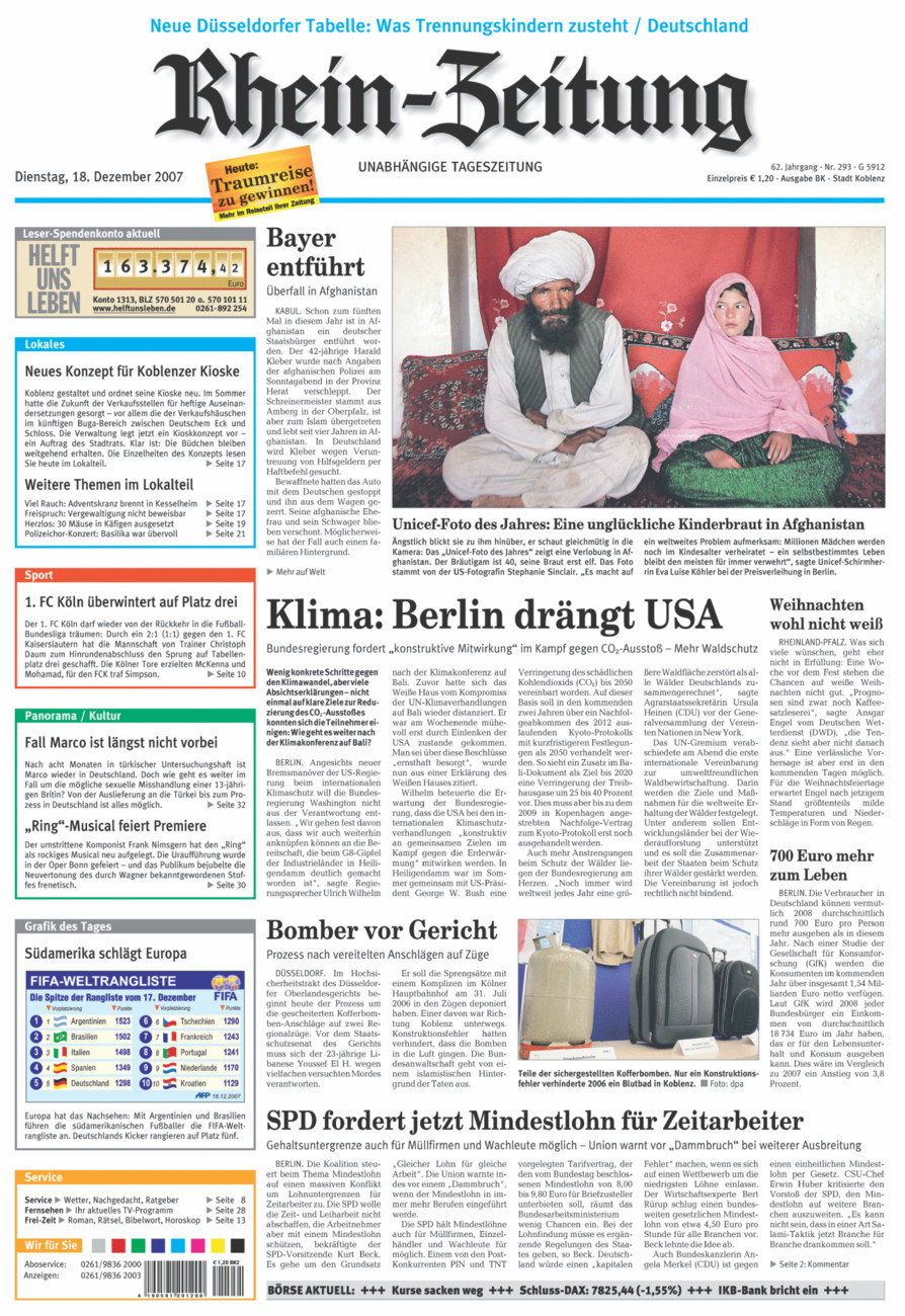 Rhein-Zeitung Koblenz & Region vom Dienstag, 18.12.2007