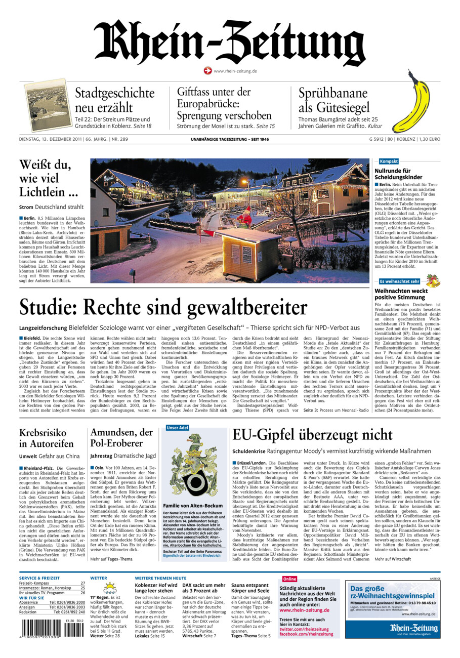 Rhein-Zeitung Koblenz & Region vom Dienstag, 13.12.2011