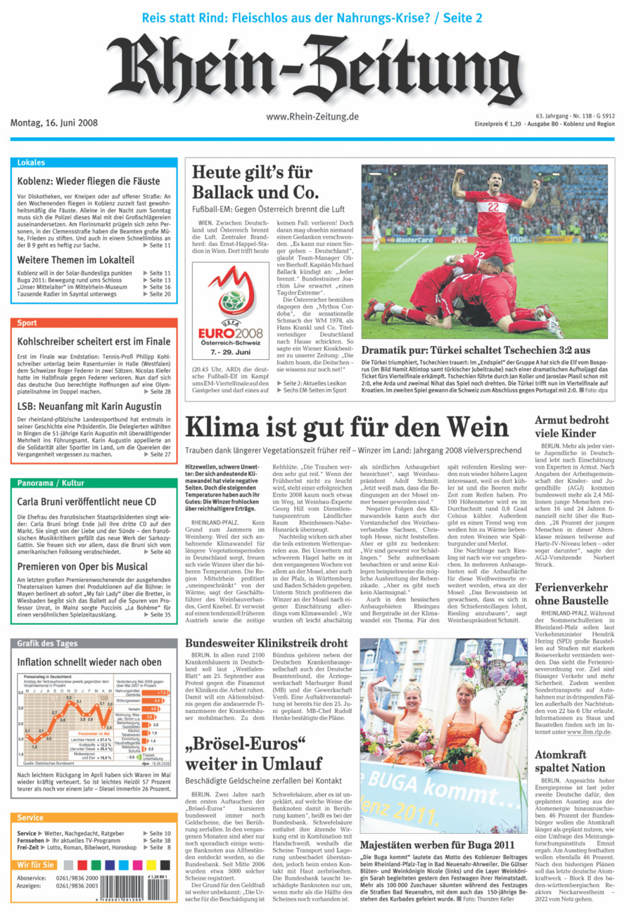 Rhein-Zeitung Koblenz & Region vom Montag, 16.06.2008
