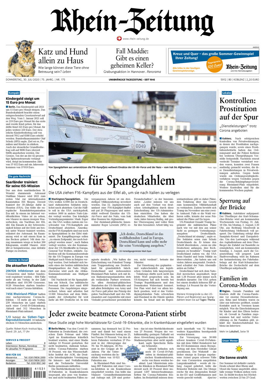 Rhein-Zeitung Koblenz & Region vom Donnerstag, 30.07.2020
