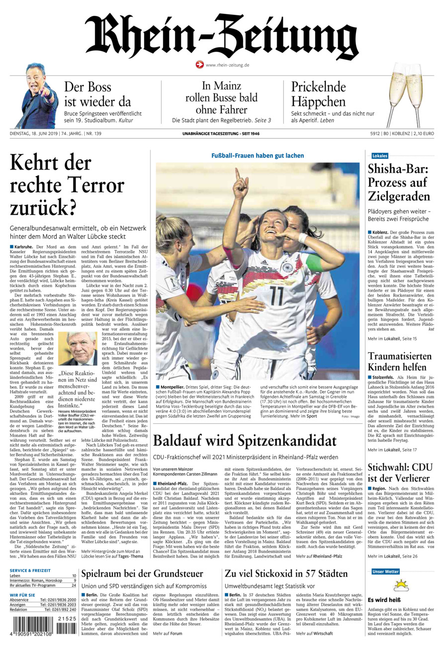 Rhein-Zeitung Koblenz & Region vom Dienstag, 18.06.2019