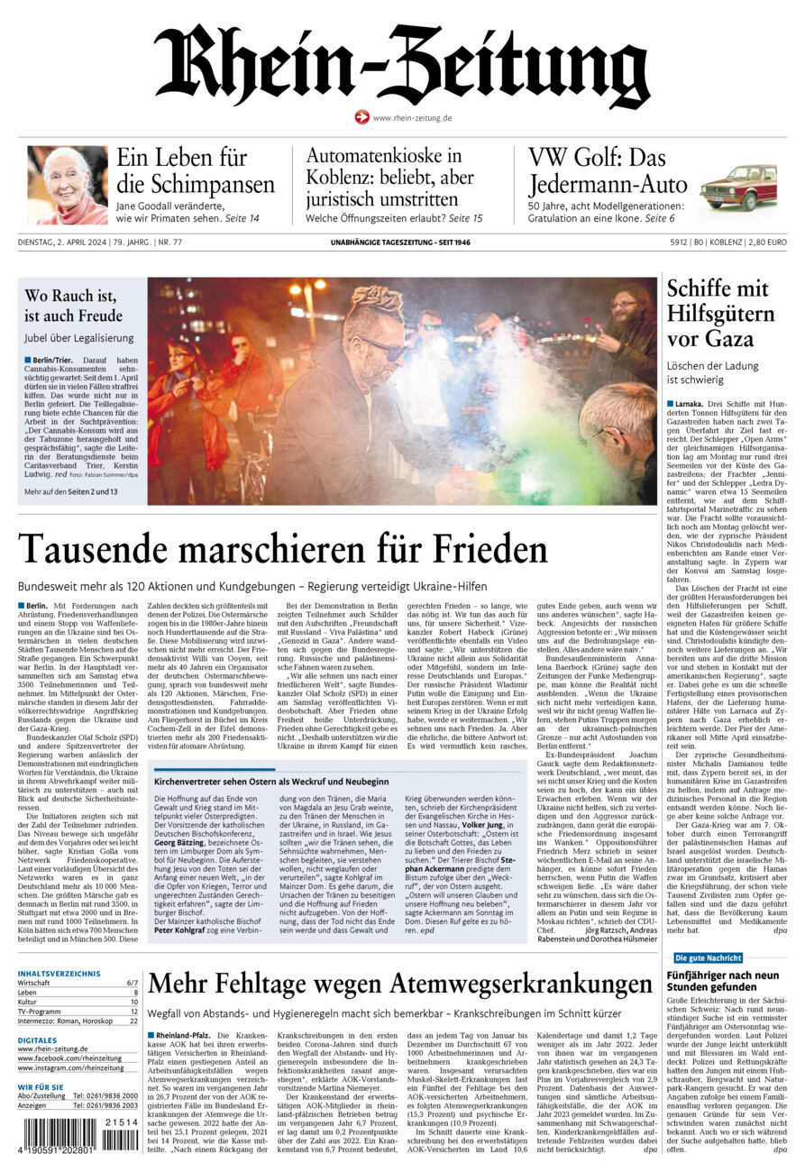 Rhein-Zeitung Koblenz & Region vom Dienstag, 02.04.2024