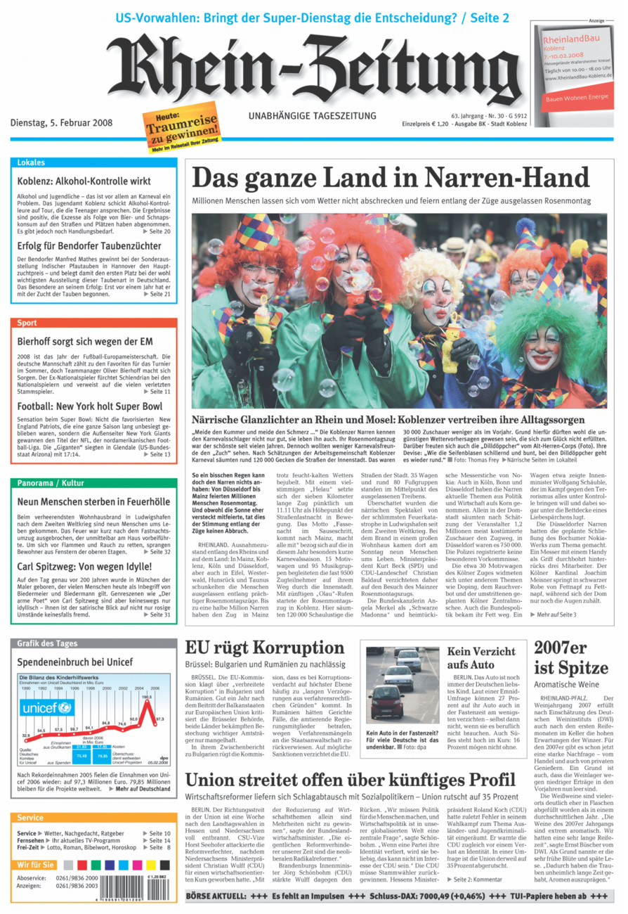 Rhein-Zeitung Koblenz & Region vom Dienstag, 05.02.2008
