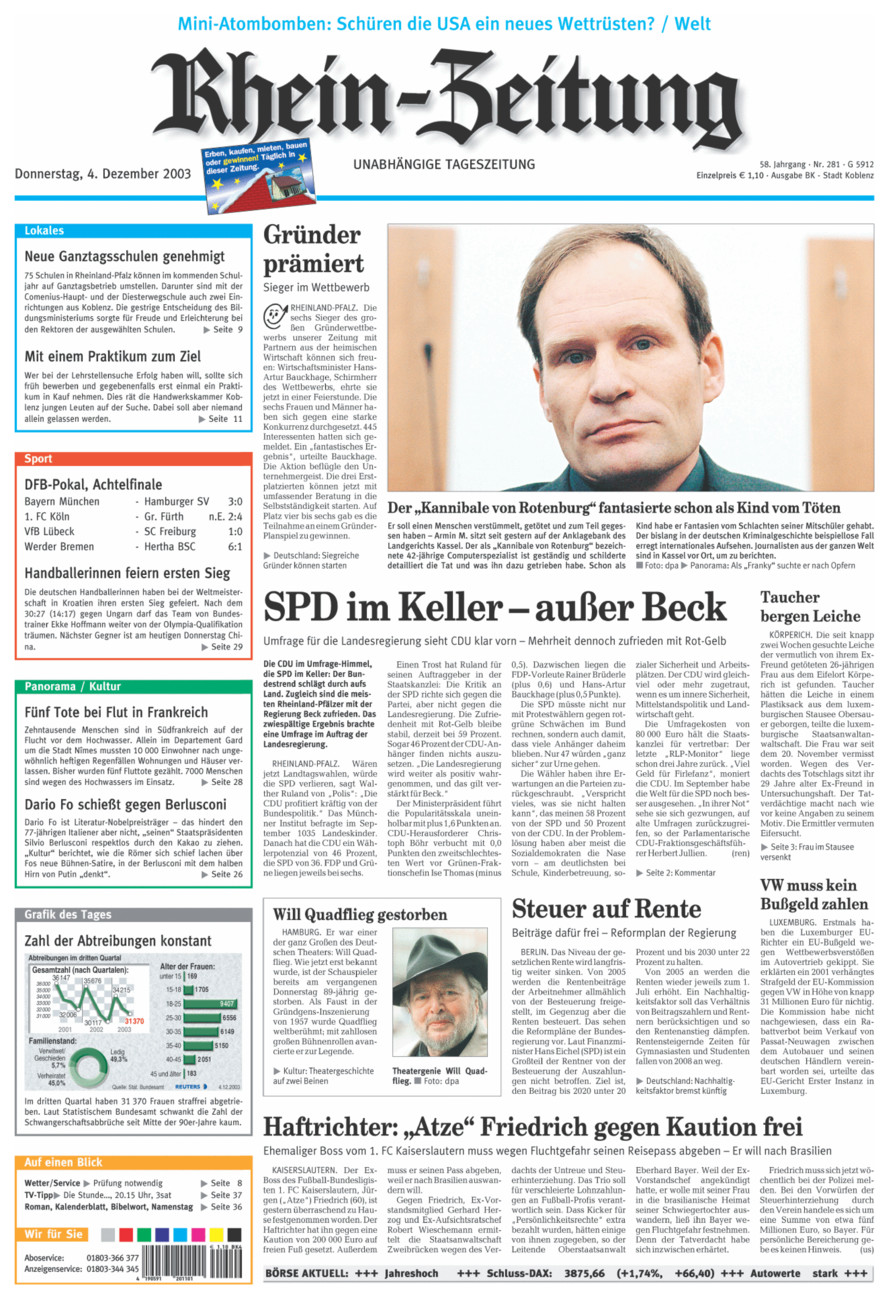 Rhein-Zeitung Koblenz & Region vom Donnerstag, 04.12.2003