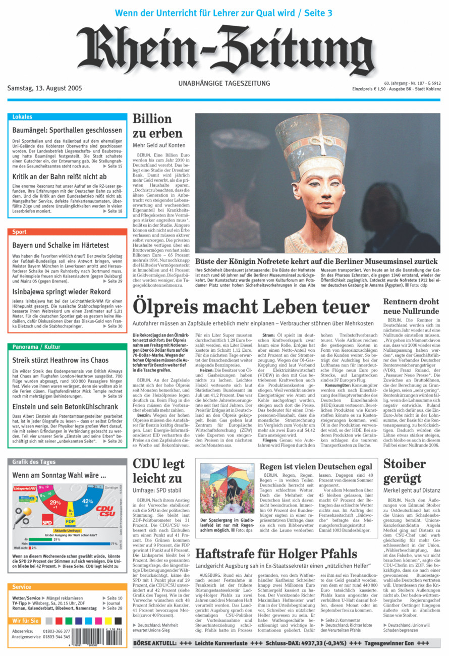 Rhein-Zeitung Koblenz & Region vom Samstag, 13.08.2005