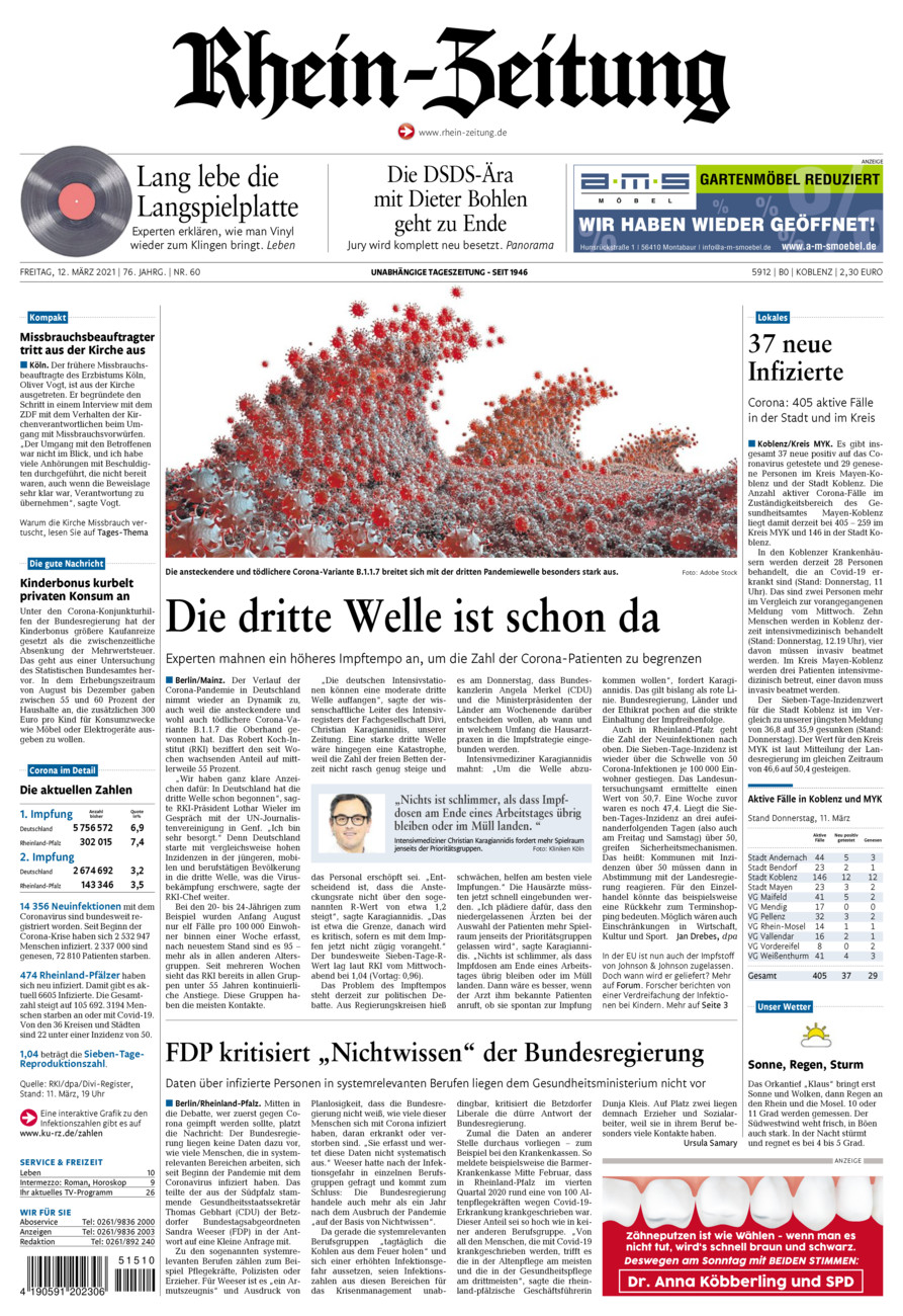 Rhein-Zeitung Koblenz & Region vom Freitag, 12.03.2021