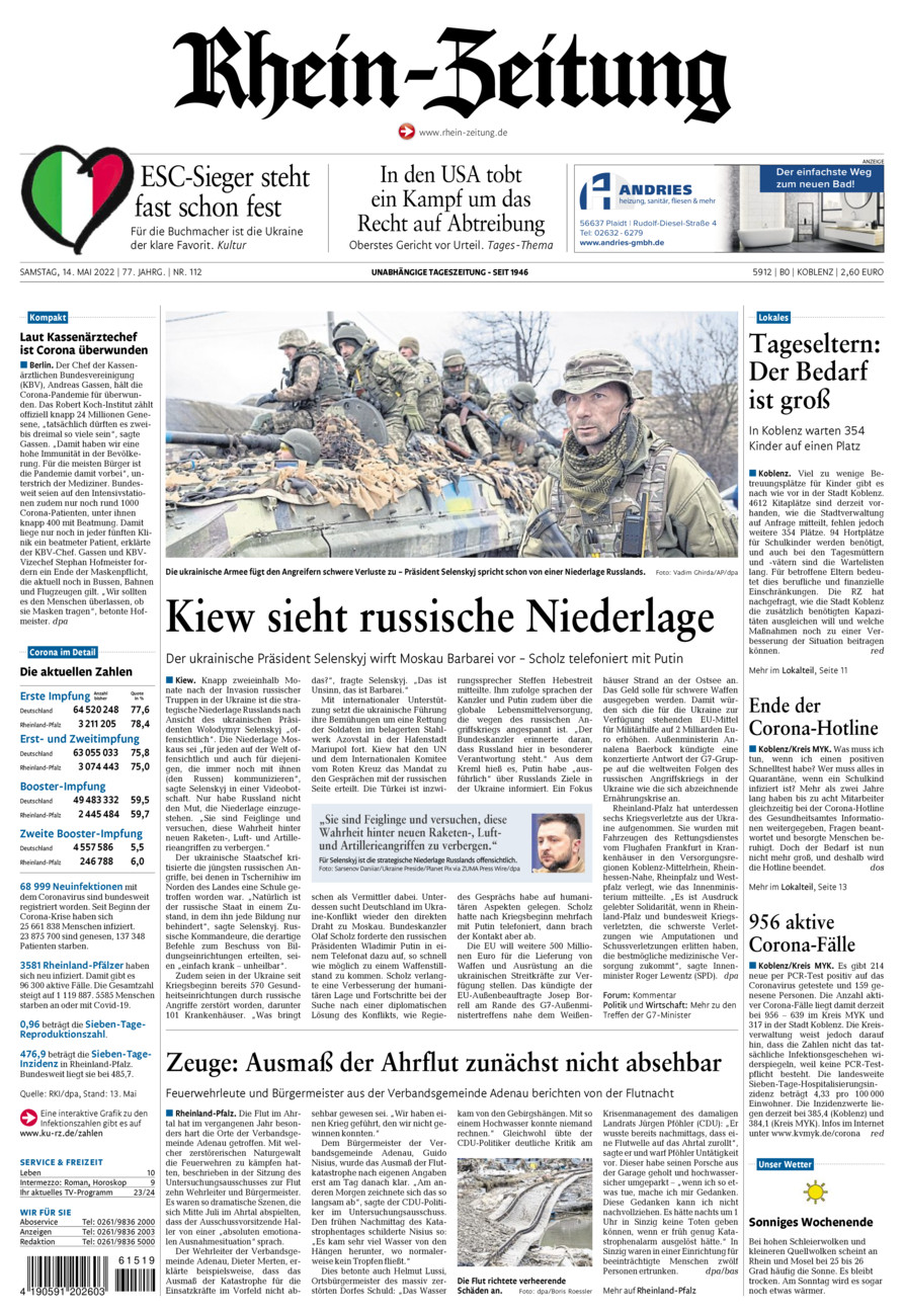 Rhein-Zeitung Koblenz & Region vom Samstag, 14.05.2022