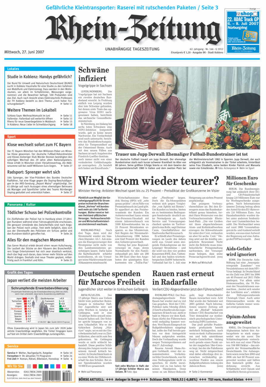 Rhein-Zeitung Koblenz & Region vom Mittwoch, 27.06.2007