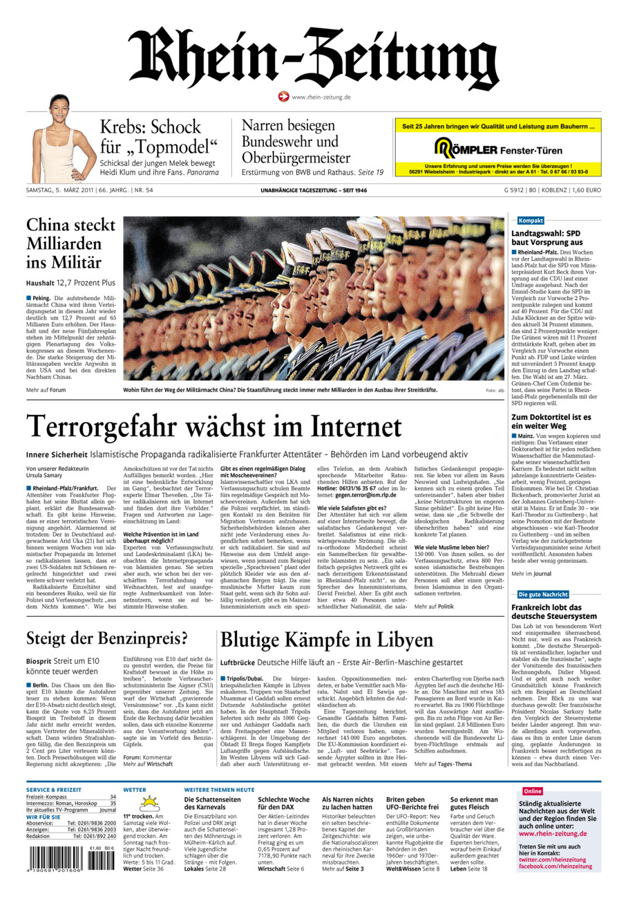 Rhein-Zeitung Koblenz & Region vom Samstag, 05.03.2011