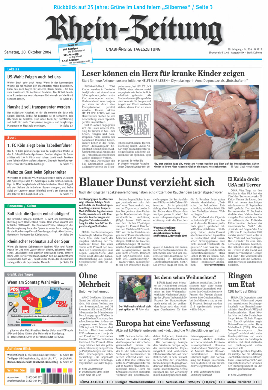 Rhein-Zeitung Koblenz & Region vom Samstag, 30.10.2004